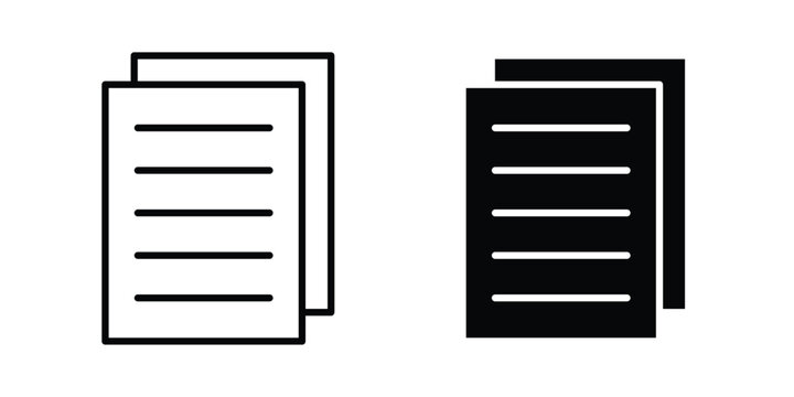Document papers icon stroke and solid black editable vectors