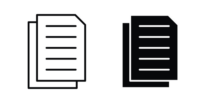 Documents icon stroke and solid black editable vectors