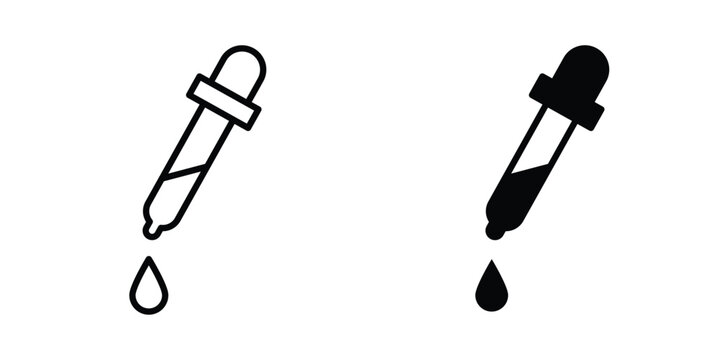 Dropper pipette icon stroke and solid black editable vectors
