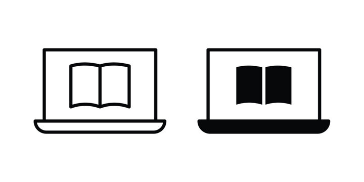 Ebook icon stroke and solid black editable vectors