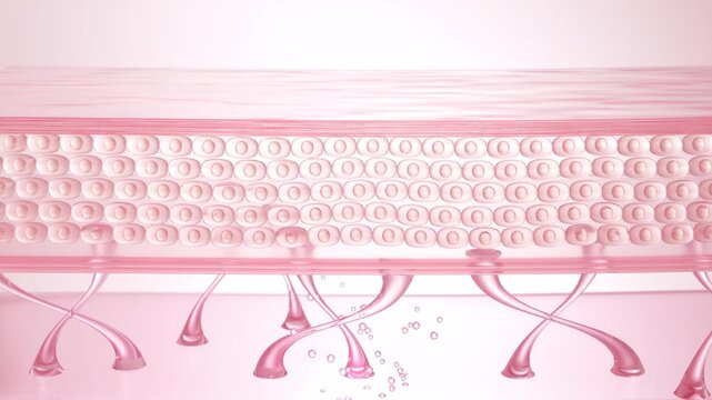 Cosmetic serum Oil drop on Saggy skin cell, Skin Repair, moisturizer, collagen serum, advertising background.