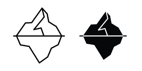 Iceberg icon stroke and solid black editable vectors © Win
