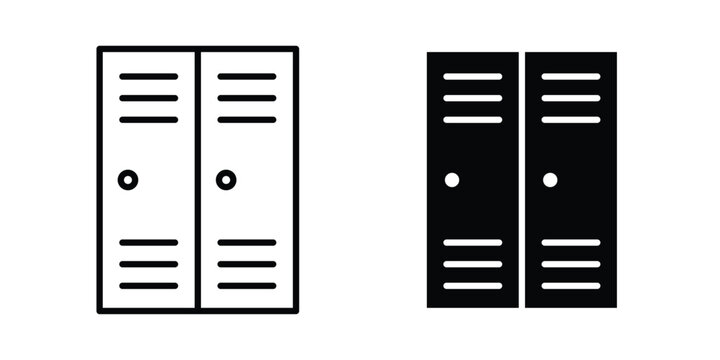 Locker icon stroke and solid black editable vectors