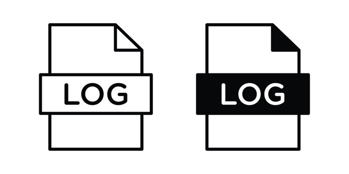 log file icon stroke and solid black editable vectors