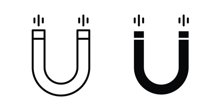 Magnet icon stroke and solid black editable vectors