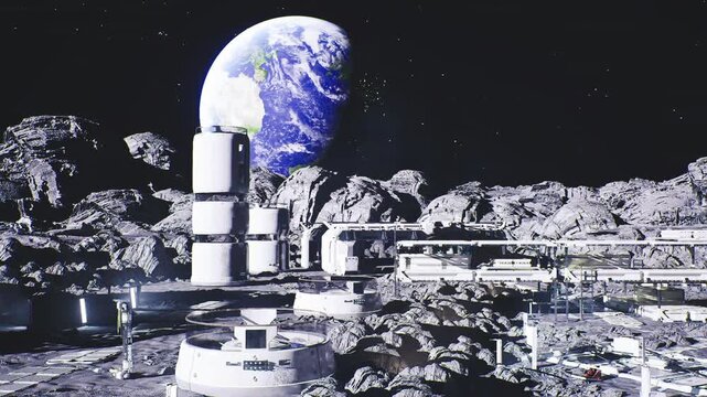 lunar emergency response center with alert systems and medbay, sealed shelters, alarm beacons, quarantine zones, rapid deployment vehicles, tense urgent