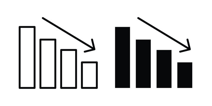Reduction chart icon stroke and solid black editable vectors