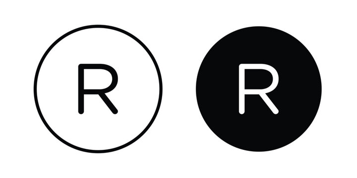 Registered trademark icon stroke and solid black editable vectors