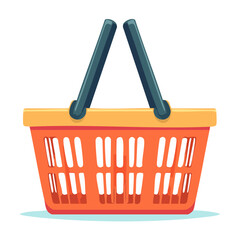 Fototapeta premium Orange shopping basket with handles on white background