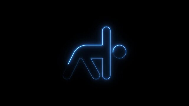 Neon glowing yoga pose animation, minimalist fitness and wellness for digital interface exercise meditation