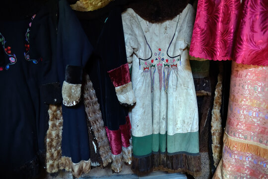 Traditional khakas dress. Khakassia, Russia. Siberia
