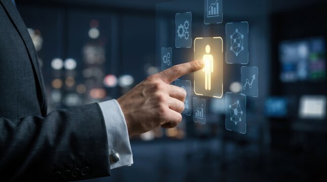 business forward, AI technology accelerates innovation. Artificial intelligence employs machine learning, processing data. Software powers marketing automation; dashboard provides insights