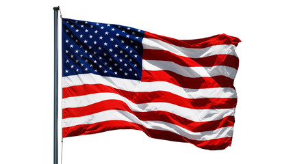 Obraz premium American flag waving on flagpole, stars and stripes