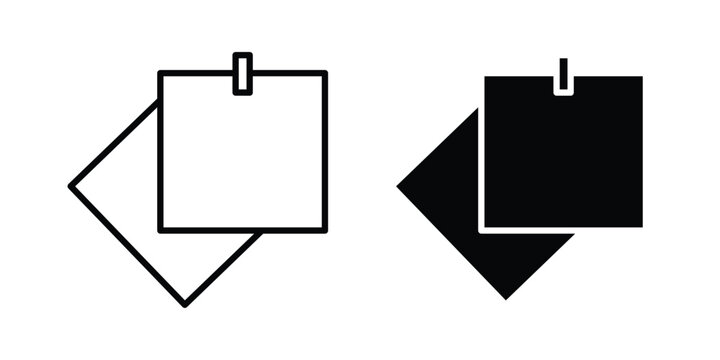 Sticky notes icon stroke and solid black editable vectors