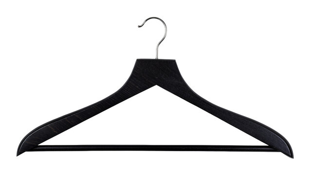 Black wooden clothes hanger with metal hook