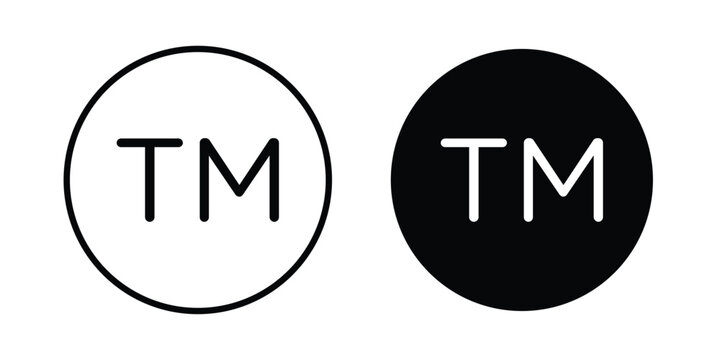 TM trademark icon stroke and solid black editable vectors