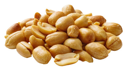 Obraz premium Pile of roasted peanuts whole and halved, with light brown skin