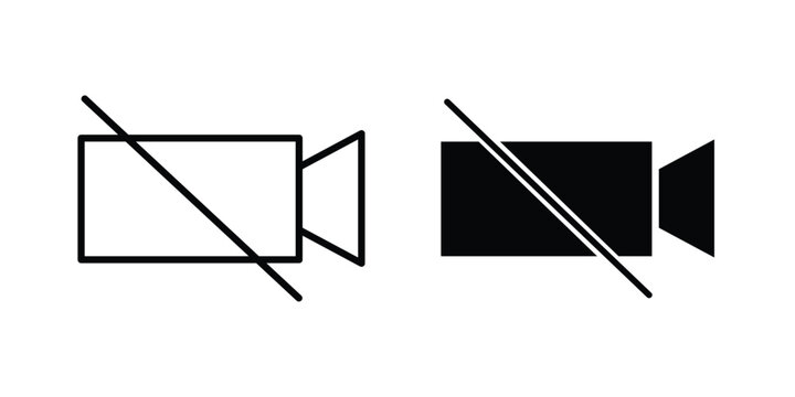 Video off icon stroke and solid black editable vectors