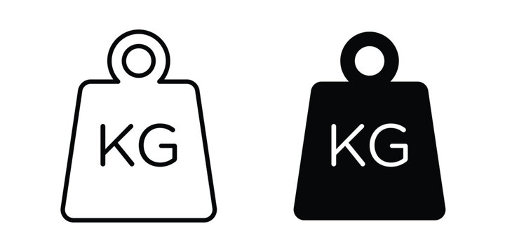 Weight icon stroke and solid black editable vectors