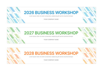 Obraz premium Modern business banner templates with abstract geometric patterns. Perfect for workshops, events, conferences, presentations, or branding projects, combining style and professionalism.