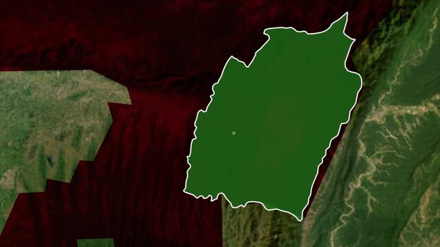 Manipur Region Highlighted on Political Map of India.
Geographic Map Animation Featuring Manipur State Location.
Manipur State Border Outline and Territory Visualization.