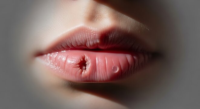 Woman lips with lipstick and gloss.