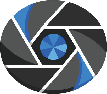 Camera shutter icon in blue and gray Vector Art