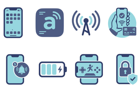 Mobile technology and it icons with server satelit and phone features