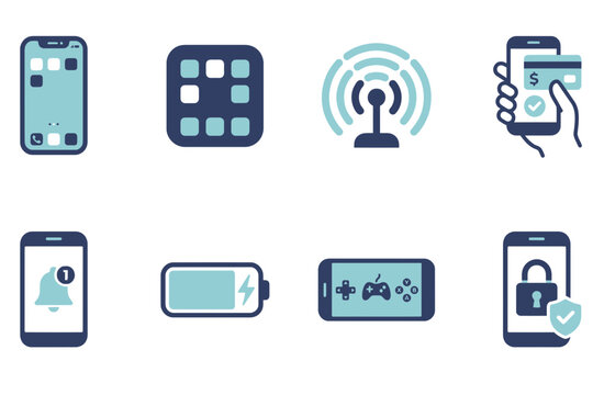 Mobile technology and it icons with satelit signal and server