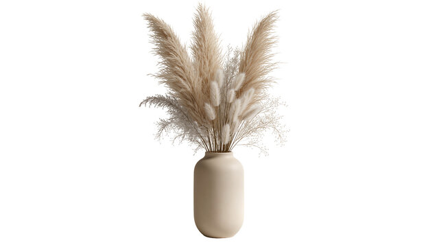 Pampas grass bouquet in beige ceramic vase