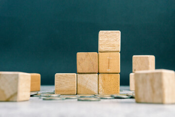 Wooden Cubes Arranged as Ascending Growth Steps