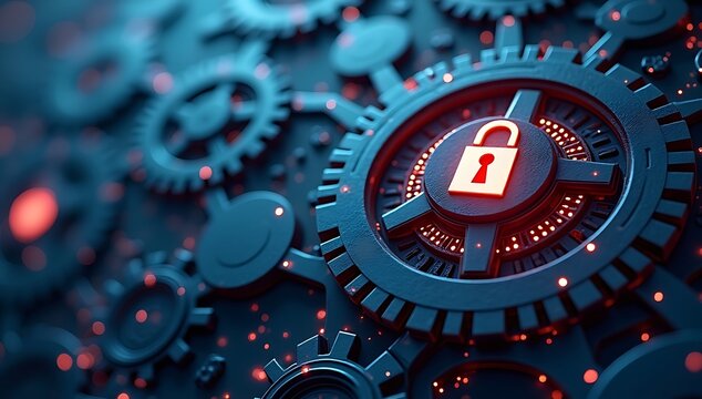 Cybersecurity and Data Protection - Digital Lock and Gears.