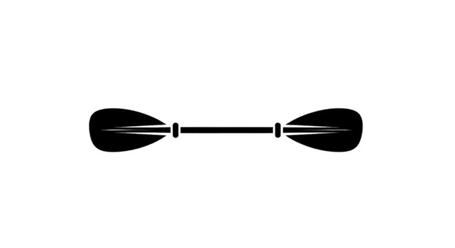 Minimal black silhouette icon, simple flat vector, bold black shape, no, no shading kayak paddle icon, double bladed oar for rowing, water sports equipment on a, flat icon style