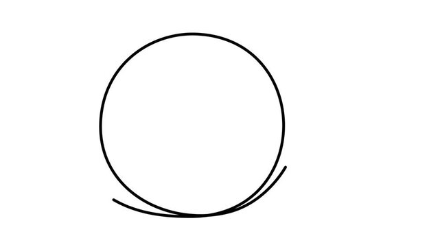 Set of circle, round, frame, buble, outline self drawing animation. Black line animated on white background. Copy space	