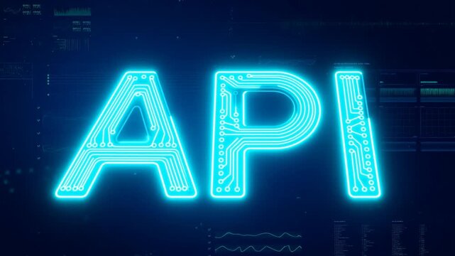 Dynamic digital api interface with futuristic technology elements and glowing effects