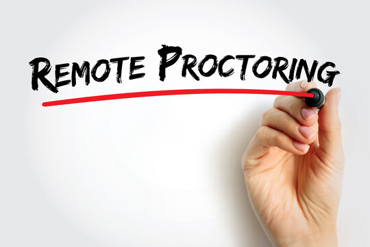 Remote Proctoring text with marker underlined in red by hand. Concept for online exam monitoring, distance testing, digital education, secure learning and assessment supervision