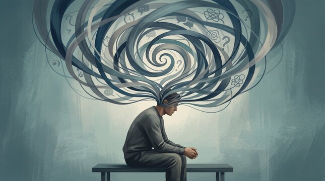 Anxiety and Overthinking Mental Health Illustration