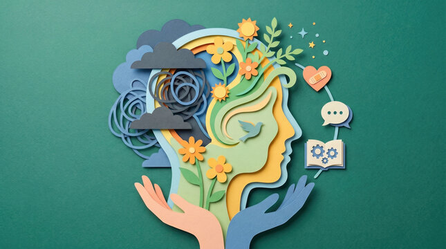 Paper art mental health recovery with emotional healing and mindful growth