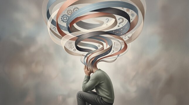 Anxiety and Overthinking Mental Health Illustration
