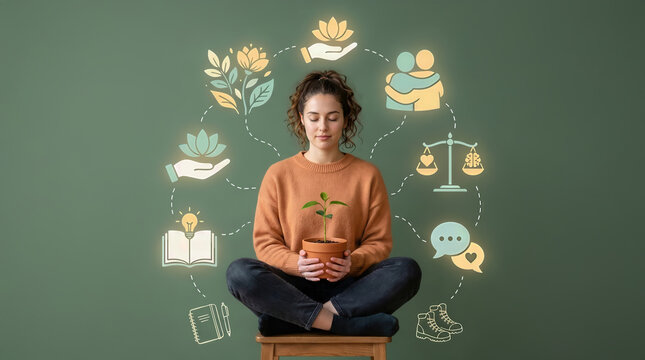 Mindful selfcare routine supporting emotional wellness and personal growth