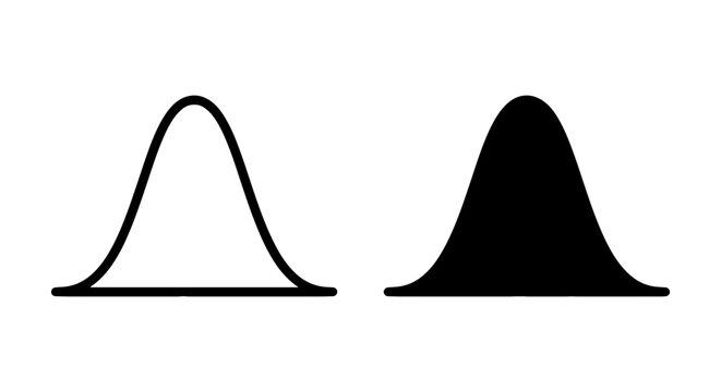 Two Gaussian Distribution Curves, Statistical Probability Bell Curves, Data Science Concepts, Isolated Vector Icons