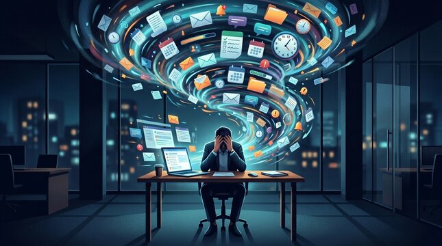 Workplace Burnout and Chronic Stress Illustration
