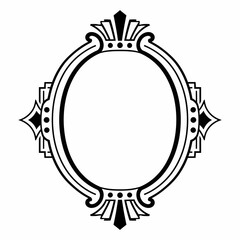 Obraz premium Art deco style oval frame with geometric ornamental details.