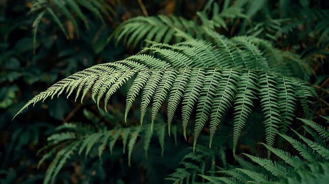 Detailed Close-Up of a Lush Green Fern Frond.