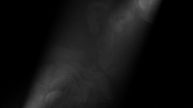 Cinematic stage lights appearing and cutting through heavy fog, dynamic spotlight beams illumination 4K