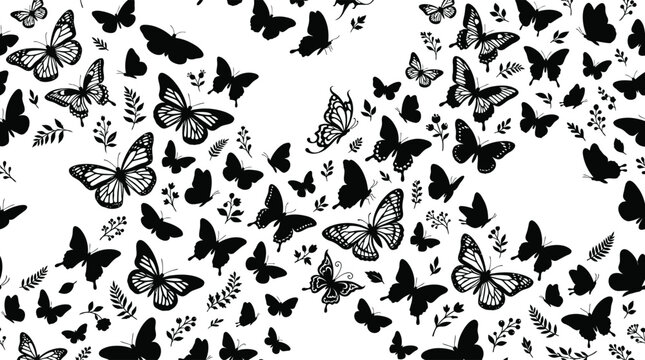 Seamless pattern with butterflies and floral elements