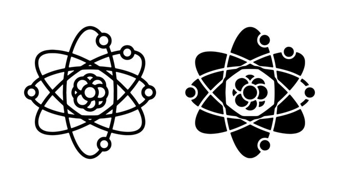 Atomic Structure Icons, Science Symbols, Molecular Orbitals, Physics Vector Graphics