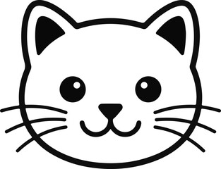 Smiling Cat Face Vector Illustration © JannaturNur