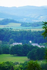 Wioska ukryta wśród drzew na terenie Czech © Adam
