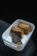 boiled banana, lunch box for cholesterol diet © harto